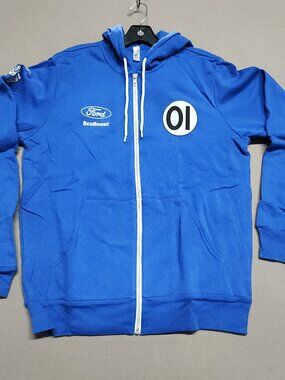 Ford Ecoboost Spoiler Full Zip Hoodie Mens Large Blue 60% Cotton Polyester 144